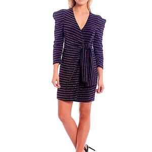 NWT Sparkle Faux Wrap Stripe Dress
